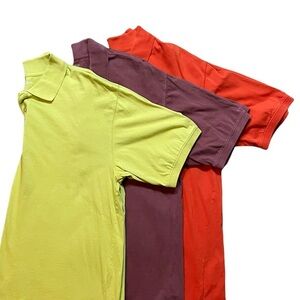 3 Woolrich Short Sleeve Polo’s 100% Cotton‎ Size Large Sunglow Beet Apple 8823